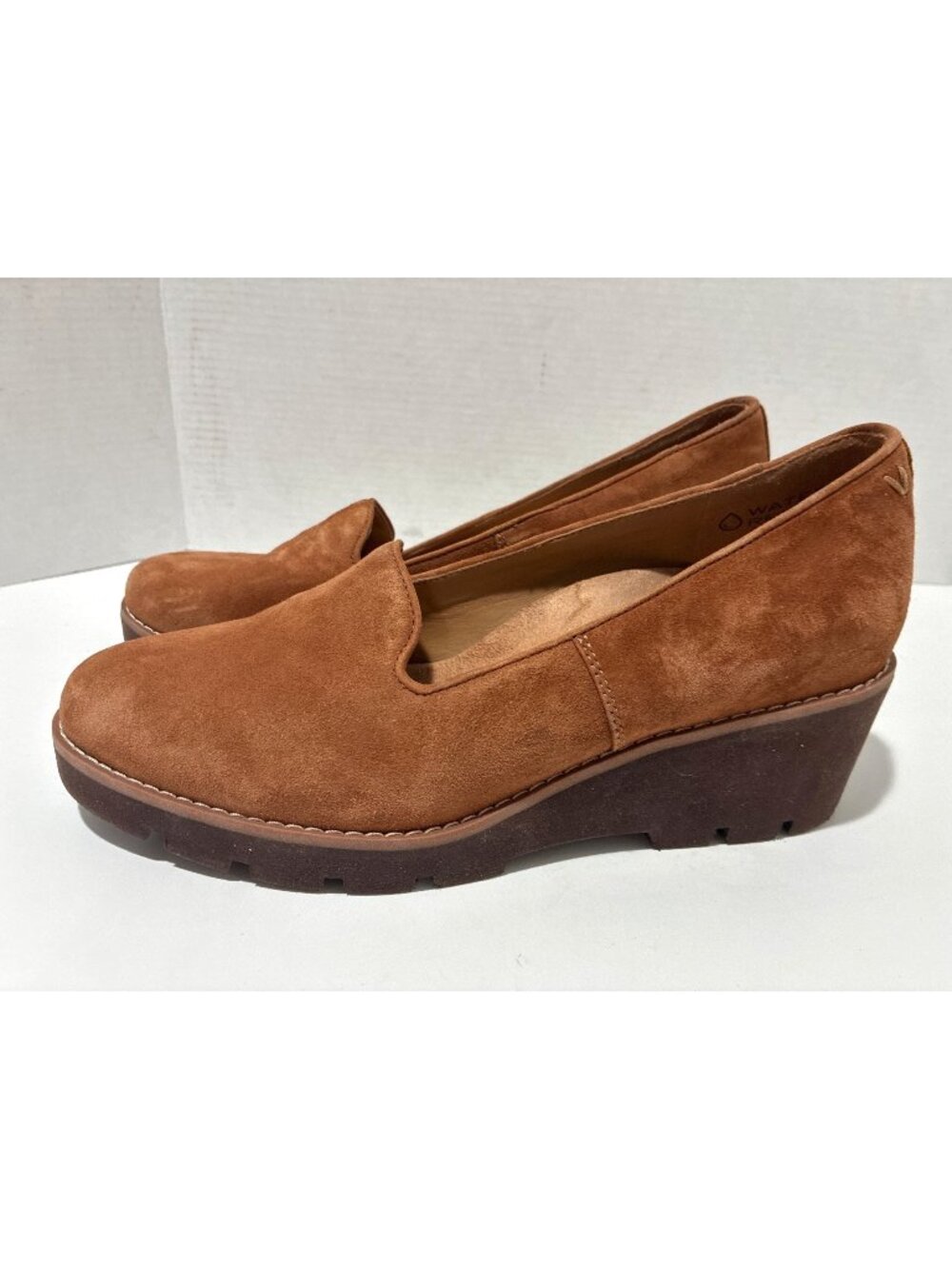 Vionic Shoes Willa Wedge toffee suede soft suede upper slip-on wedge heel size 8